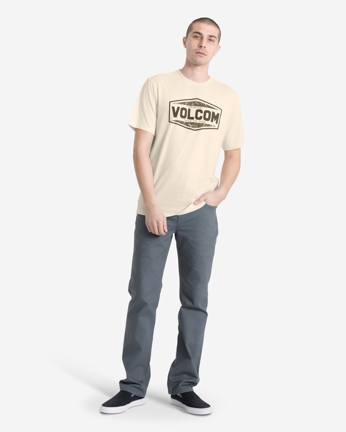 Men's Filler Up Short Sleeve Tee Off White Heather - Volcom