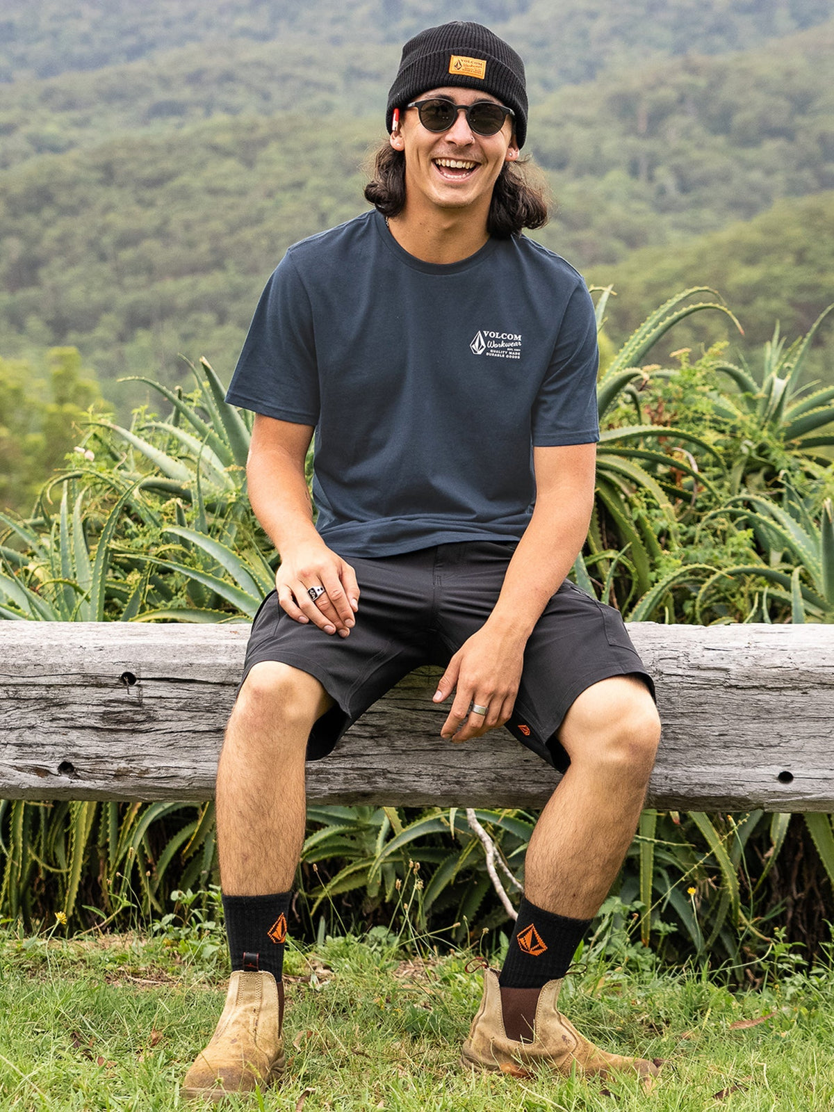 Men's Volcom Workwear Short Sleeve Tee Navy - Volcom