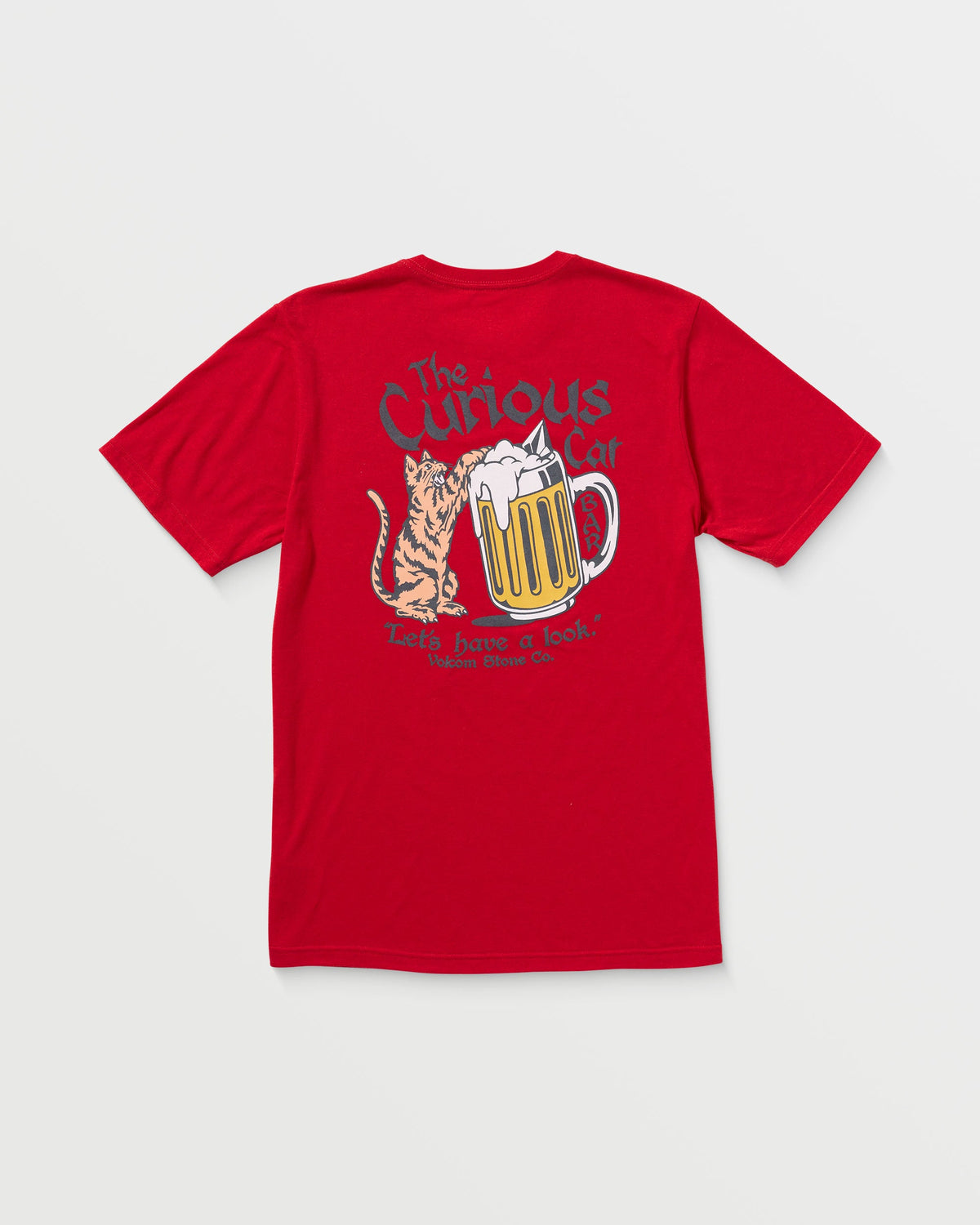 Men's Curious Cat Short Sleeve Tee Ribbon Red - Volcom