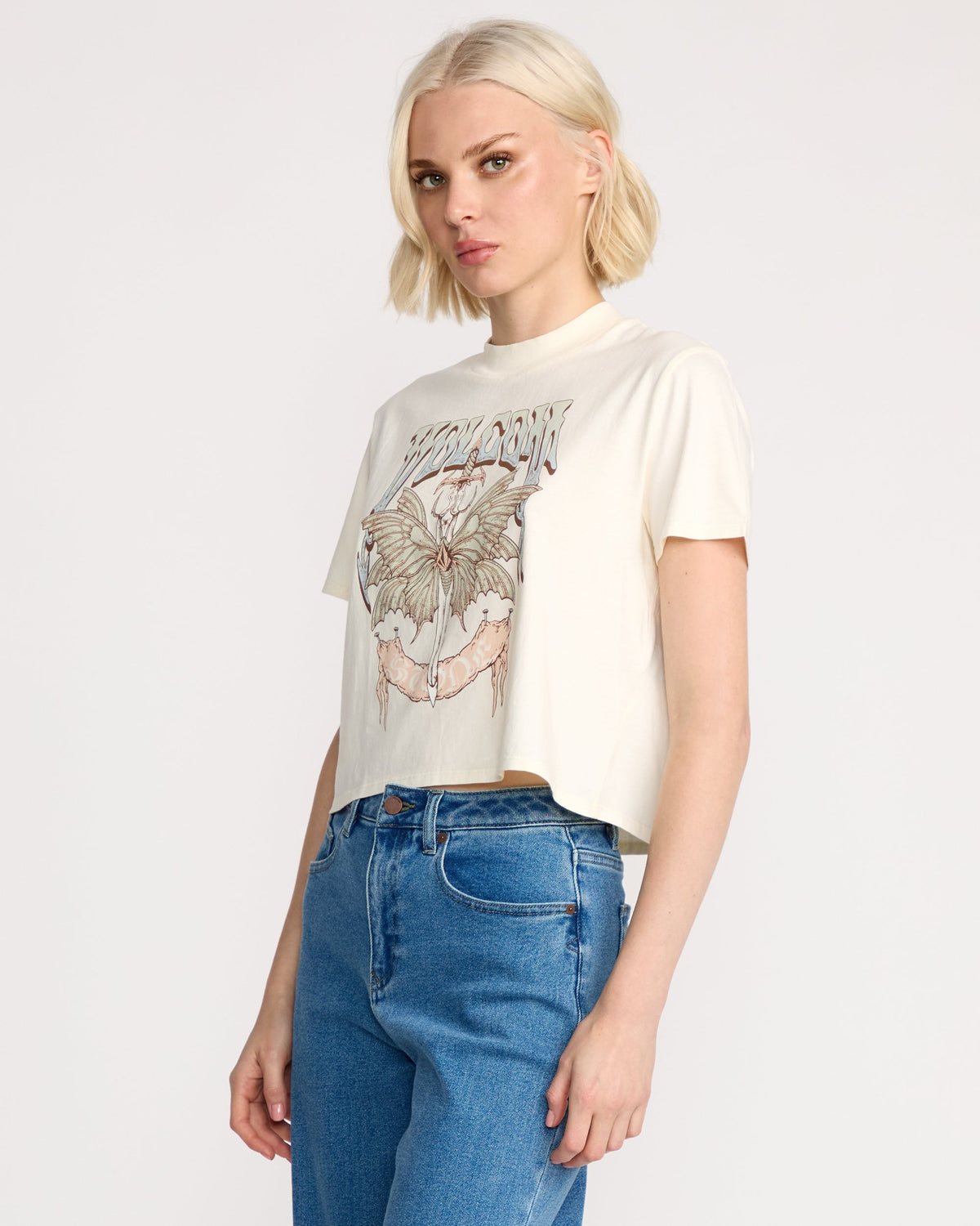Women's Dial Crop Tee Bone - Volcom