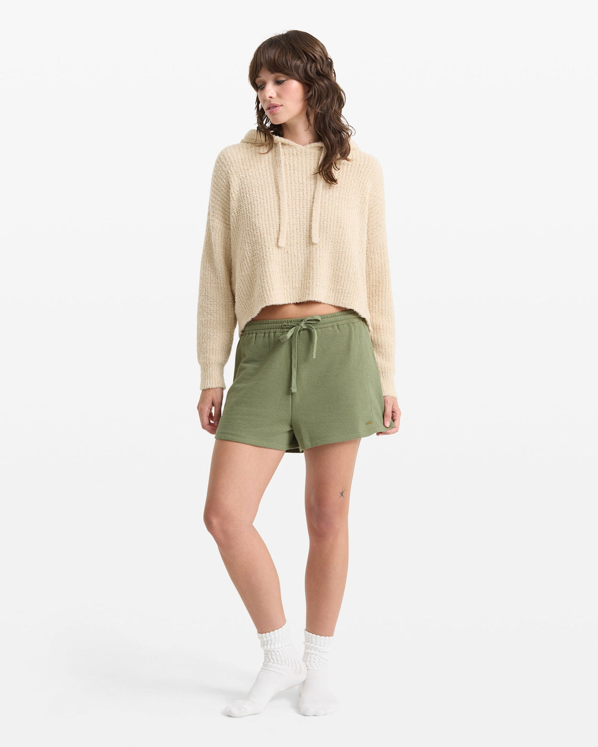 Women's Lived In Fleece Short Moss Stone - Volcom