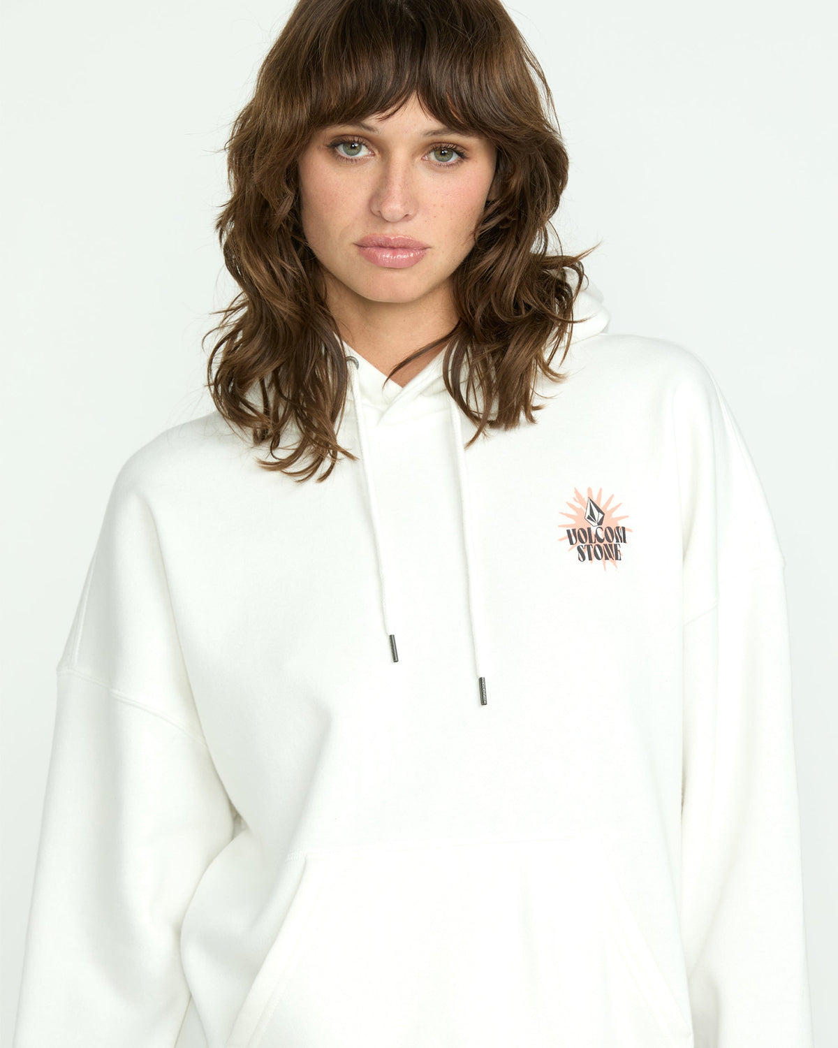 Women's Stone Art Up Hoodie Star White - Volcom