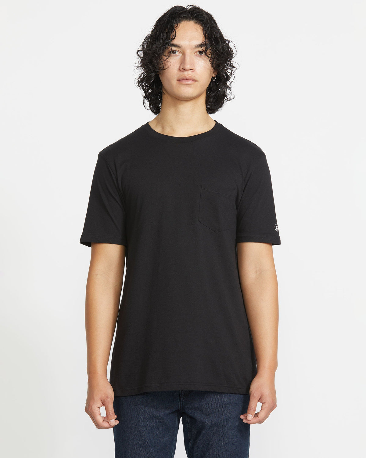 Men's Solid Short Sleeve Shirt Pocket Tee Black - Volcom