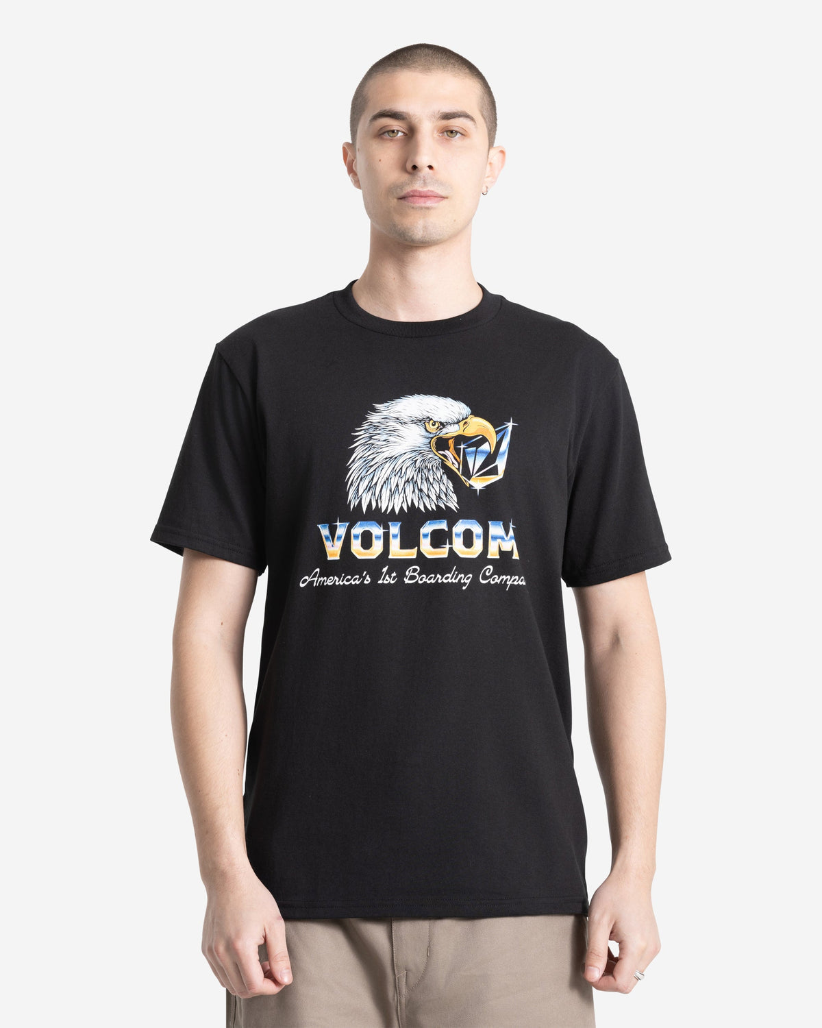 Men's American Steel Short Sleeve Tee Black - Volcom