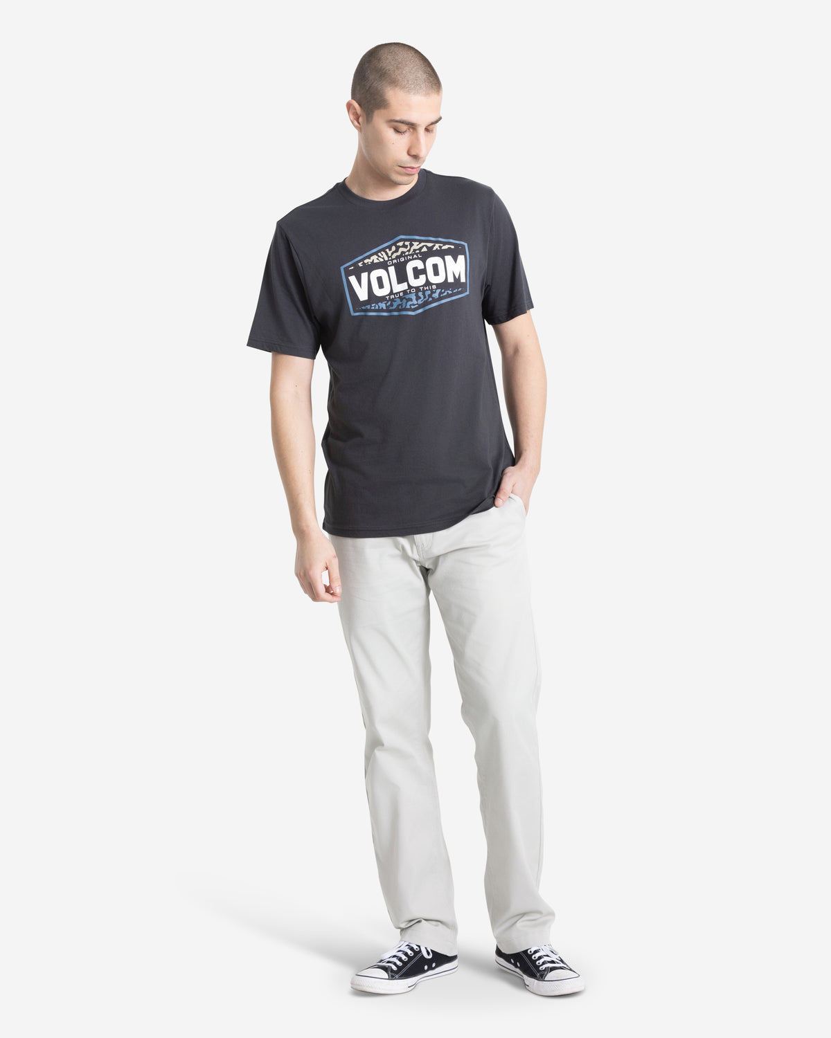 Men's Filler Up Short Sleeve Tee Washed Black Heather - Volcom