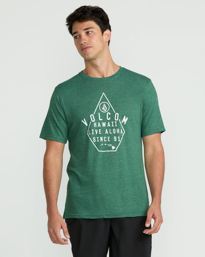 Men's Lined Up Short Sleeve Tee Forest Heather - Volcom