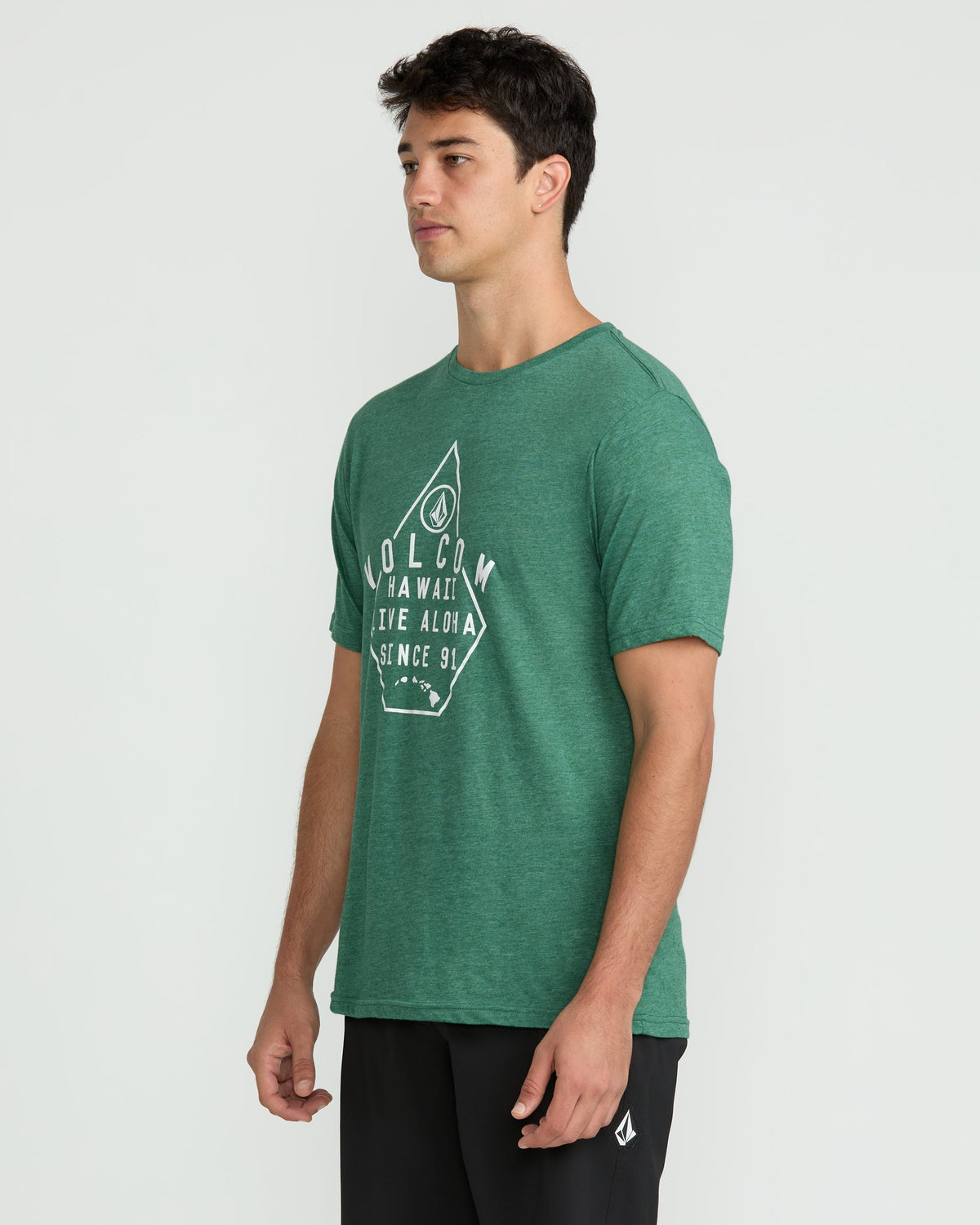 Men's Lined Up Short Sleeve Tee Forest Heather - Volcom