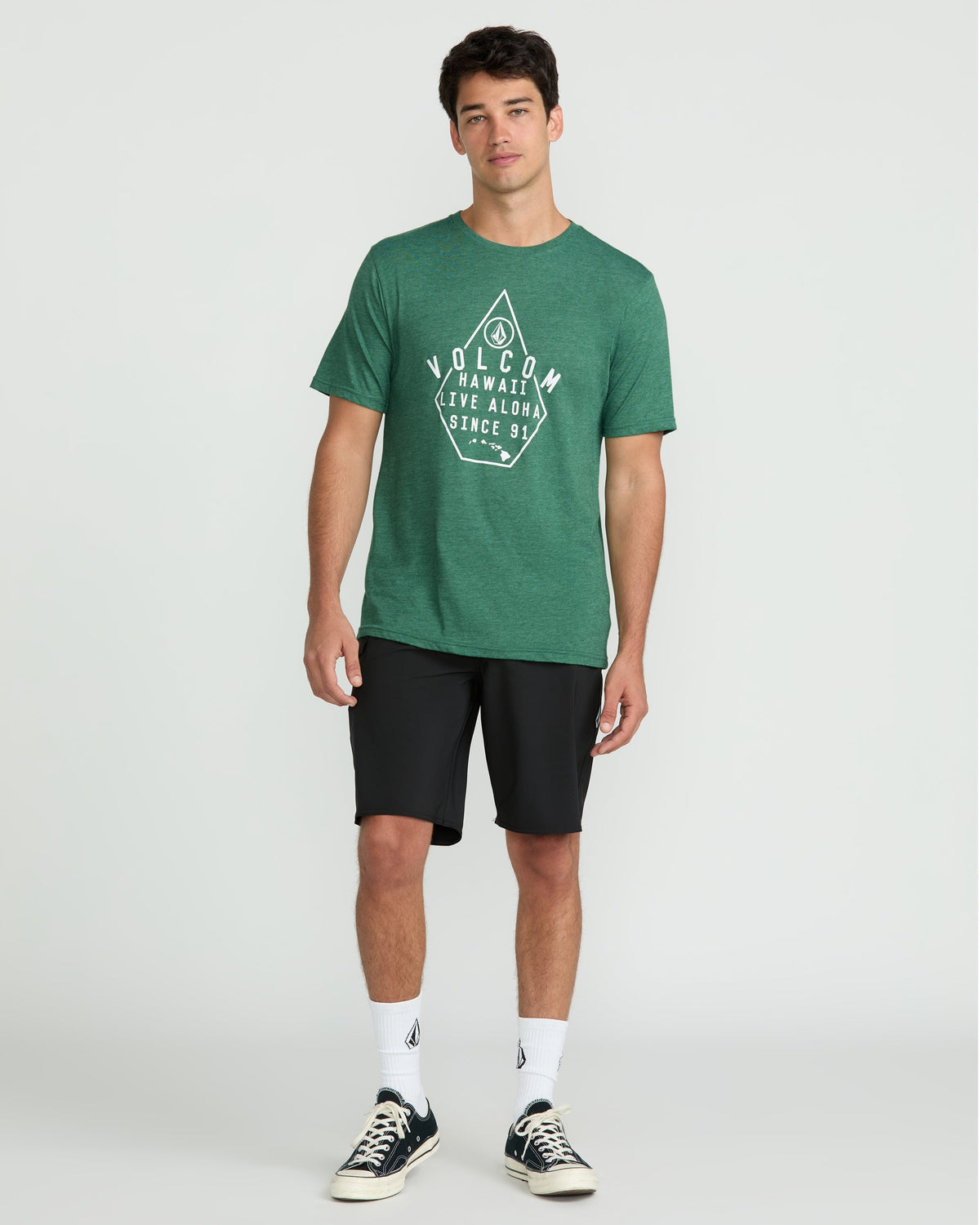 Men's Lined Up Short Sleeve Tee Forest Heather - Volcom