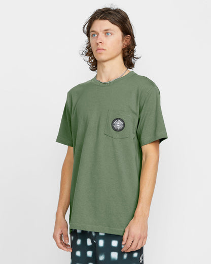Men's Woven Label Pocket Tee Light Olive - Volcom