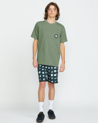 Men's Woven Label Pocket Tee Light Olive - Volcom