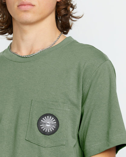 Men's Woven Label Pocket Tee Light Olive - Volcom