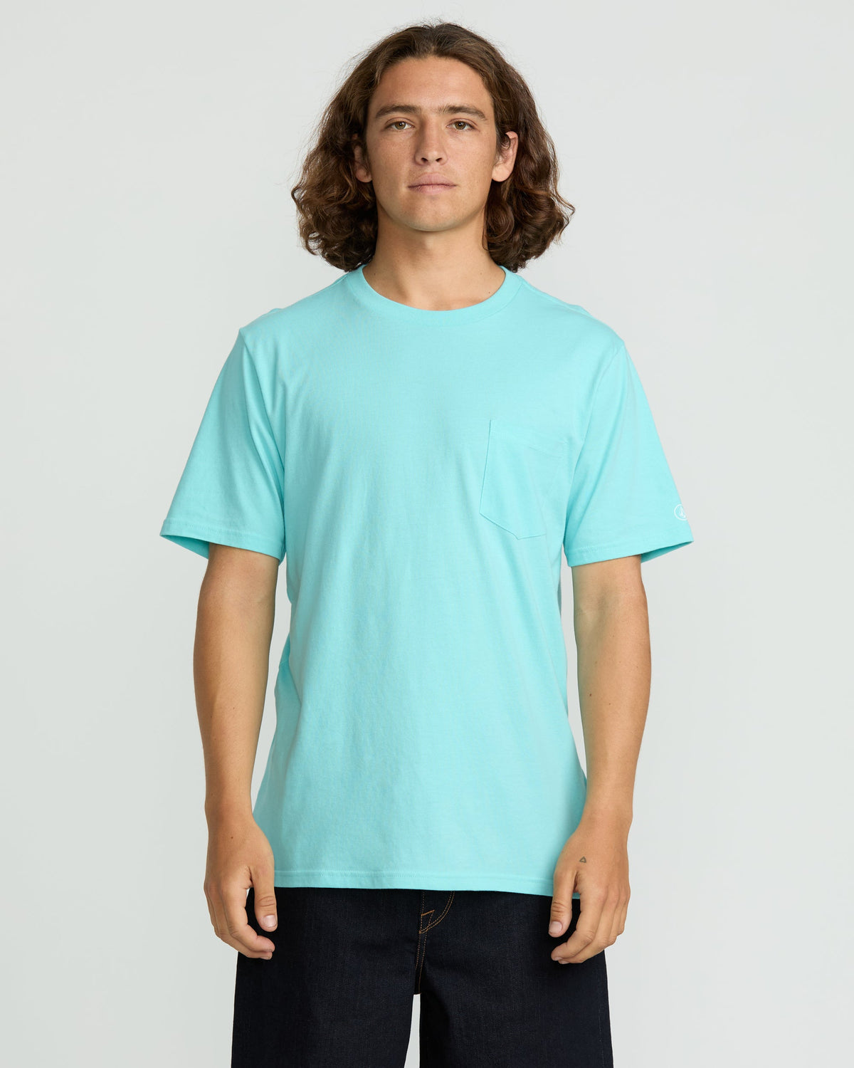 Men's Solid Short Sleeve Shirt Pocket Tee Poolside - Volcom