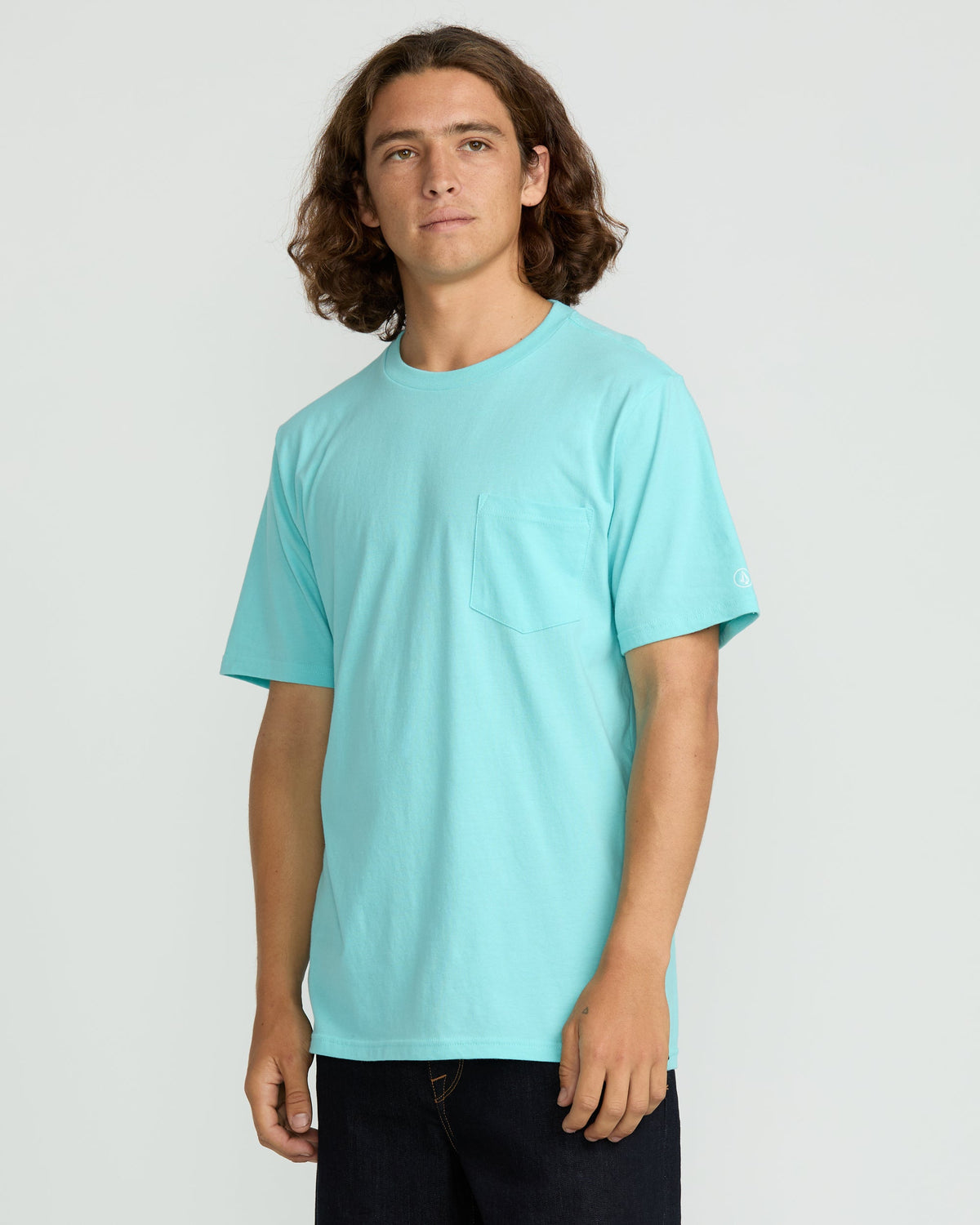 Men's Solid Short Sleeve Shirt Pocket Tee Poolside - Volcom