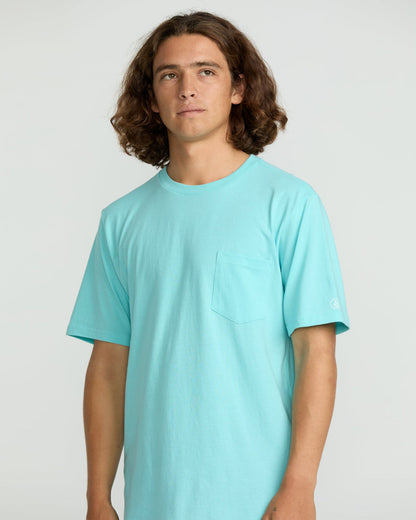 Men's Solid Short Sleeve Shirt Pocket Tee Poolside - Volcom