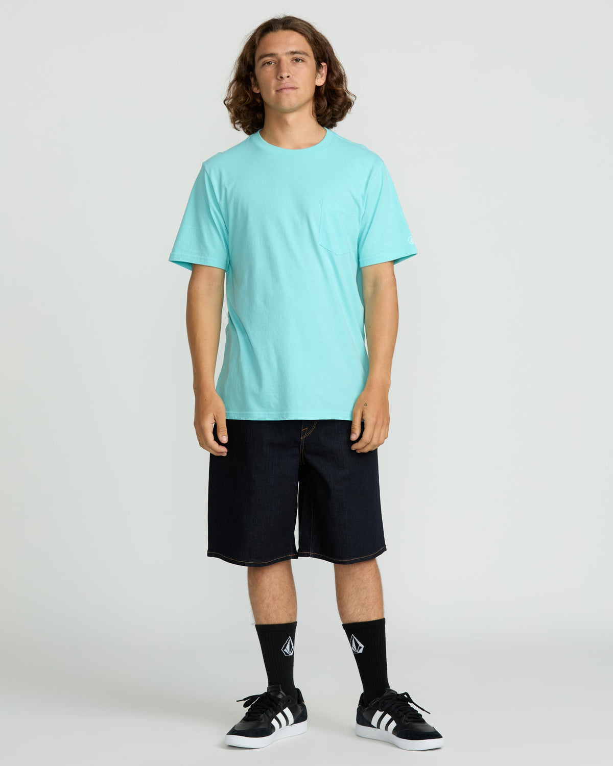 Men's Solid Short Sleeve Shirt Pocket Tee Poolside - Volcom