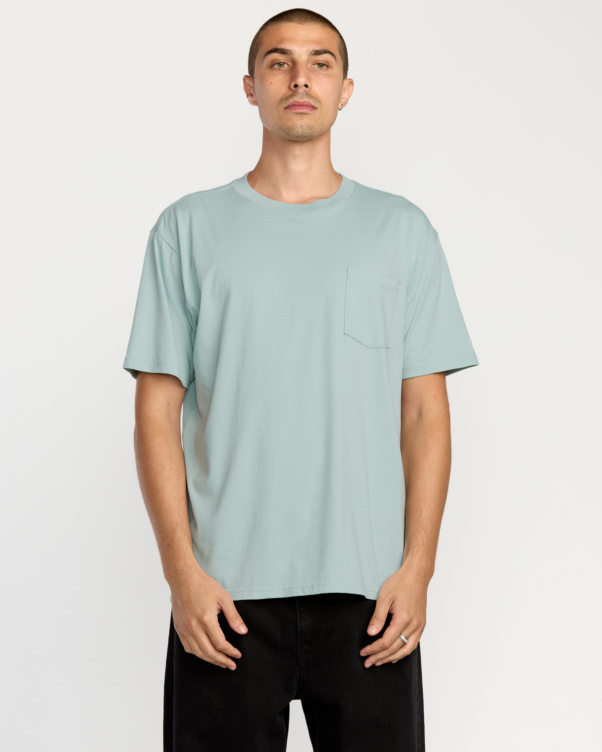 Men's Solid Short Sleeve Pocket Tee Chambray - Volcom