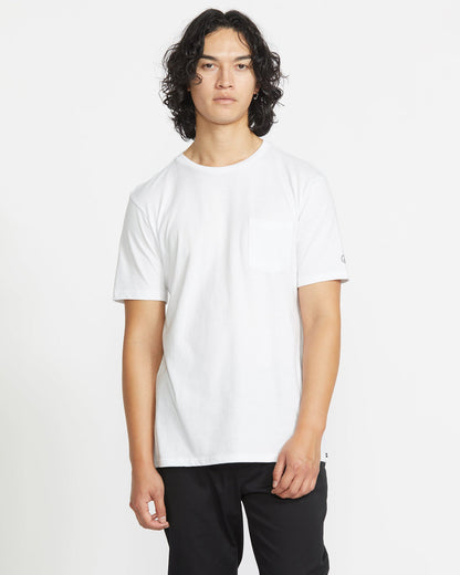 Men's Solid Short Sleeve Pocket Tee White - Volcom
