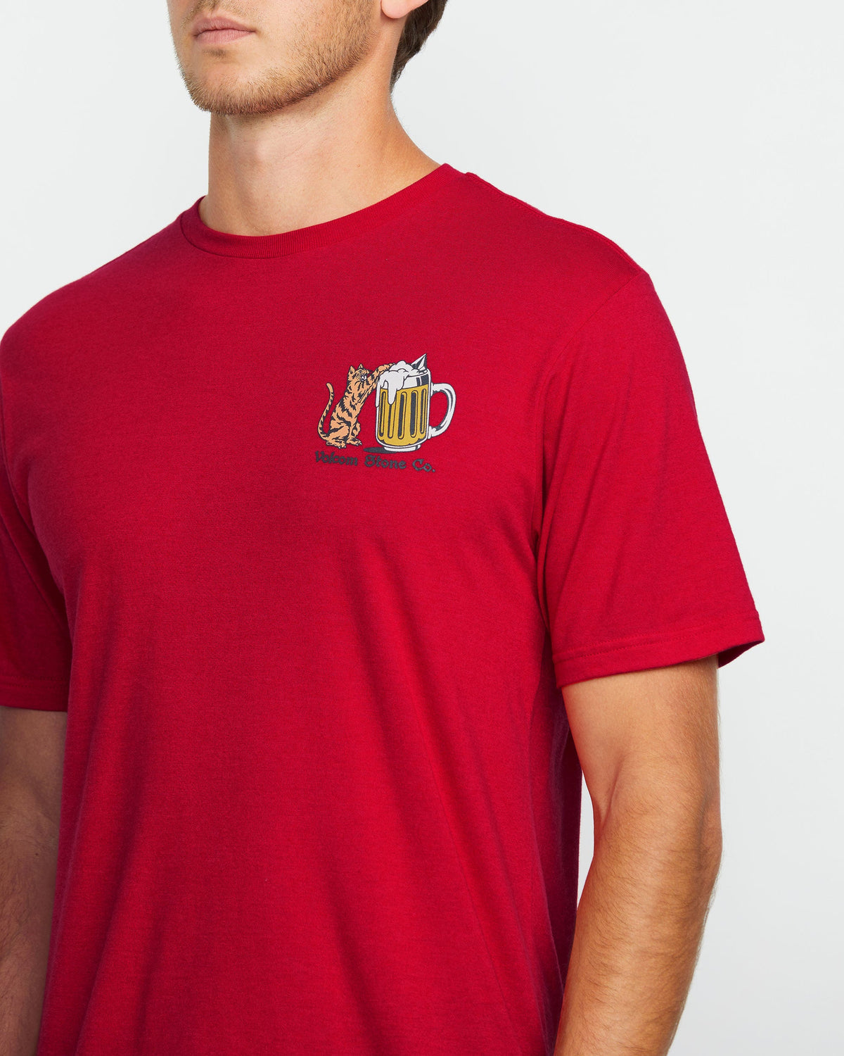 Men's Curious Cat Short Sleeve Tee Ribbon Red - Volcom