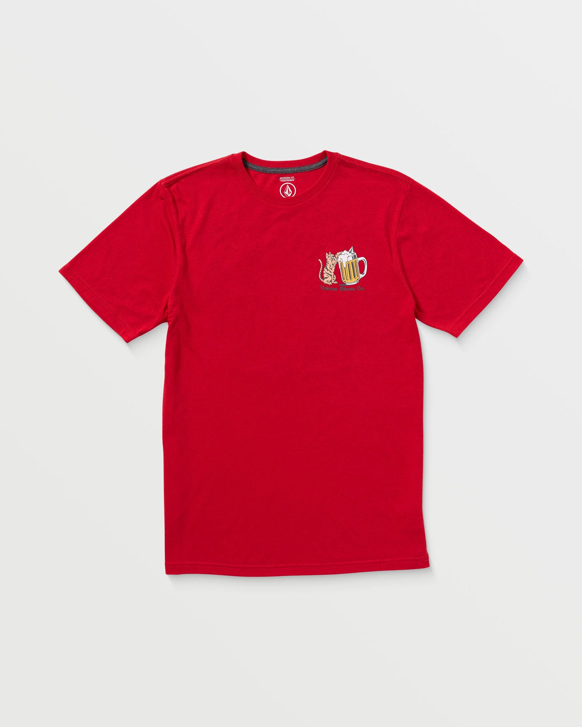 Men's Curious Cat Short Sleeve Tee Ribbon Red - Volcom