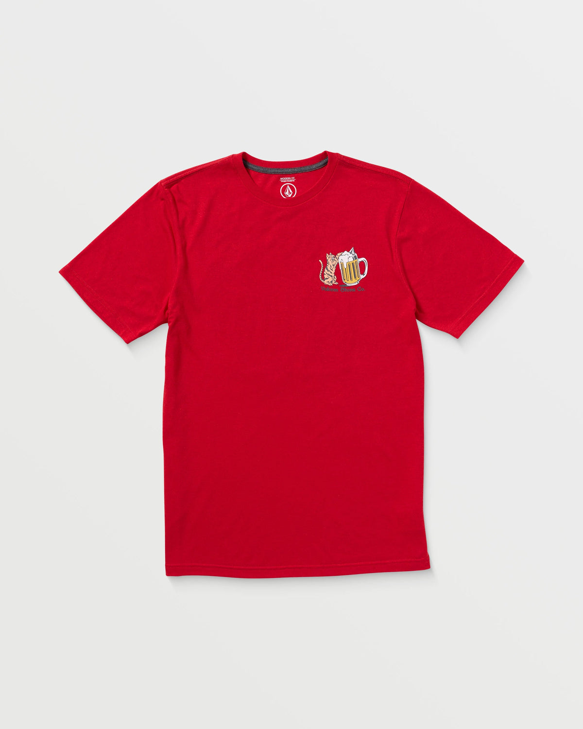 Men's Curious Cat Short Sleeve Tee Ribbon Red - Volcom