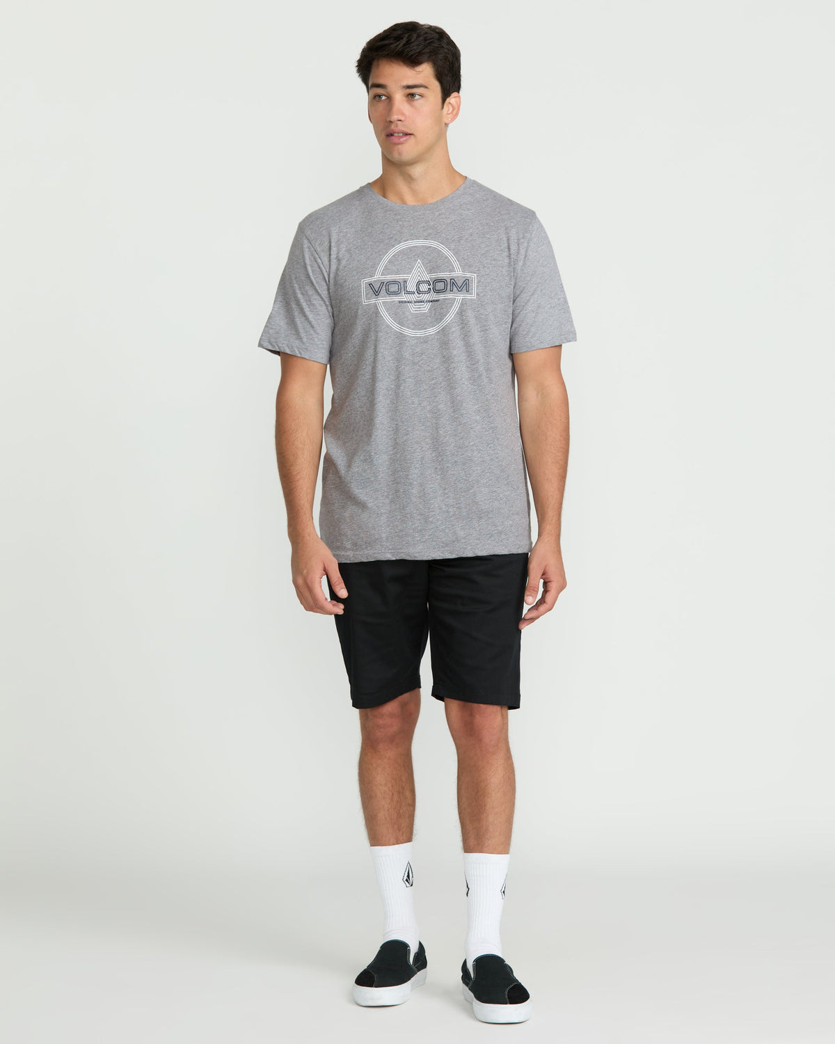 Men's Line Service Short Sleeve Tee Heather Grey - Volcom