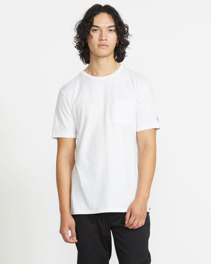 Men's Solid Short Sleeve Shirt Pocket Tee White - Volcom