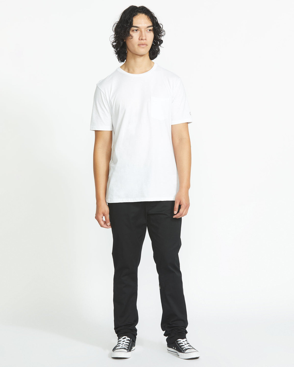 Men's Solid Short Sleeve Shirt Pocket Tee White - Volcom