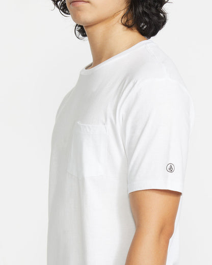 Men's Solid Short Sleeve Shirt Pocket Tee White - Volcom