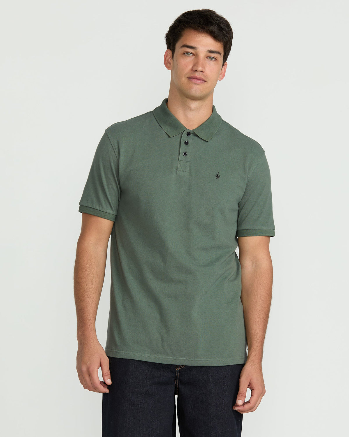 Men's Sitestone Polo Short Sleeve Tee Light Olive - Volcom