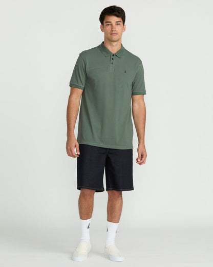 Men's Sitestone Polo Short Sleeve Tee Light Olive - Volcom