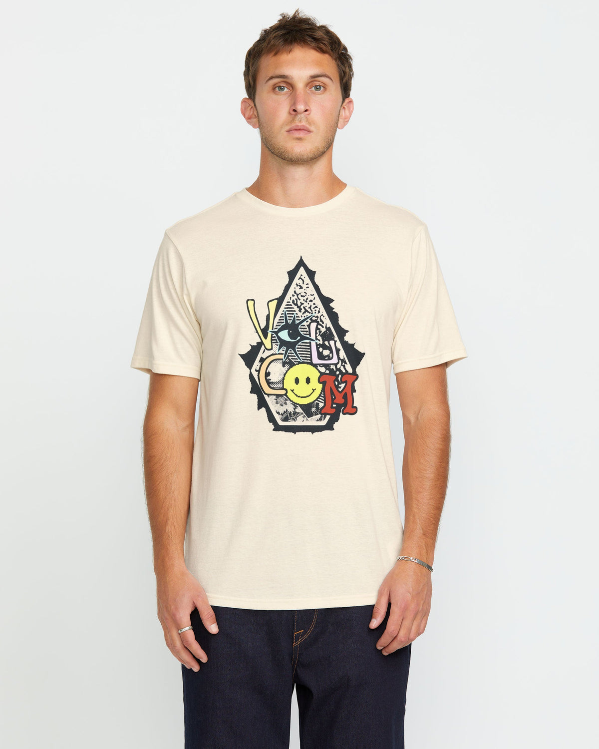 Men's Psychosis Short Sleeve Tee Off White Heather - Volcom