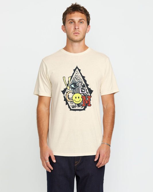 Men's Psychosis Short Sleeve Tee Off White Heather - Volcom
