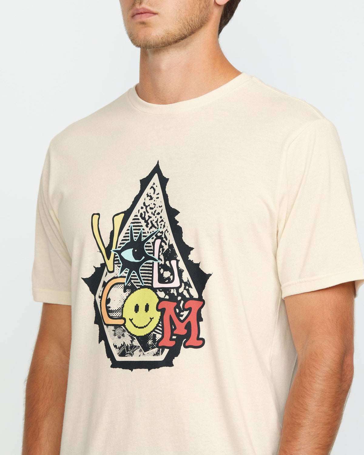 Men's Psychosis Short Sleeve Tee Off White Heather - Volcom