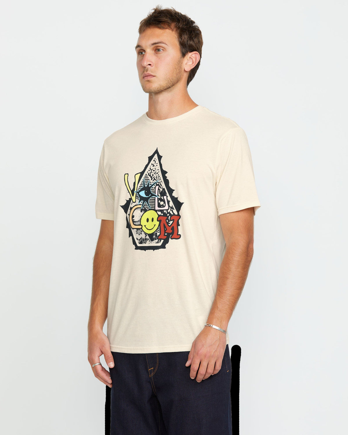 Men's Psychosis Short Sleeve Tee Off White Heather - Volcom