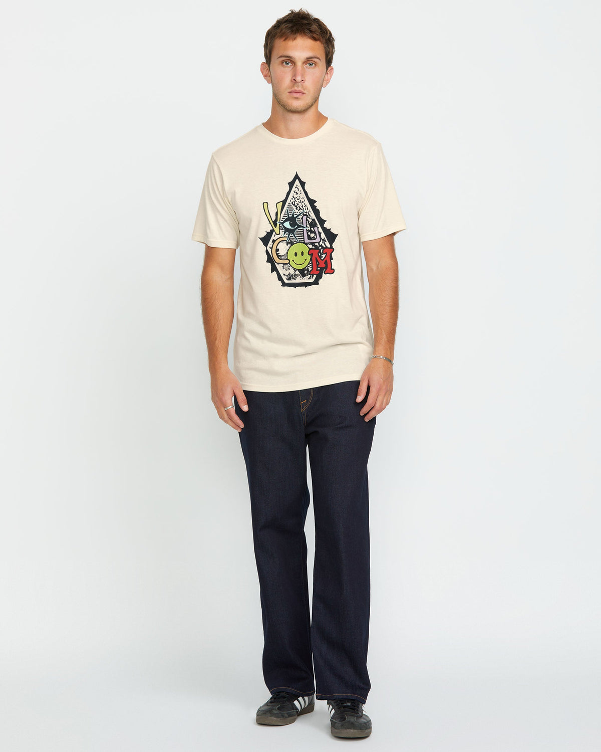 Men's Psychosis Short Sleeve Tee Off White Heather - Volcom