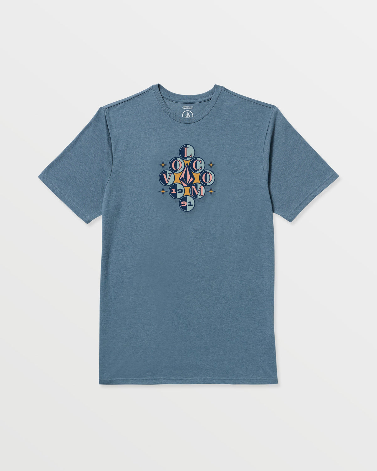 Men's Cue 91 Short Sleeve Tee Blue Wash - Volcom