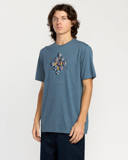 Men's Cue 91 Short Sleeve Tee Blue Wash - Volcom