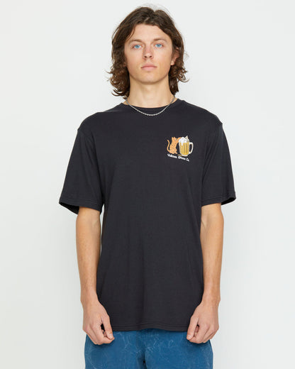 Men's Curious Cat Short Sleeve Tee Washed Black Heather - Volcom