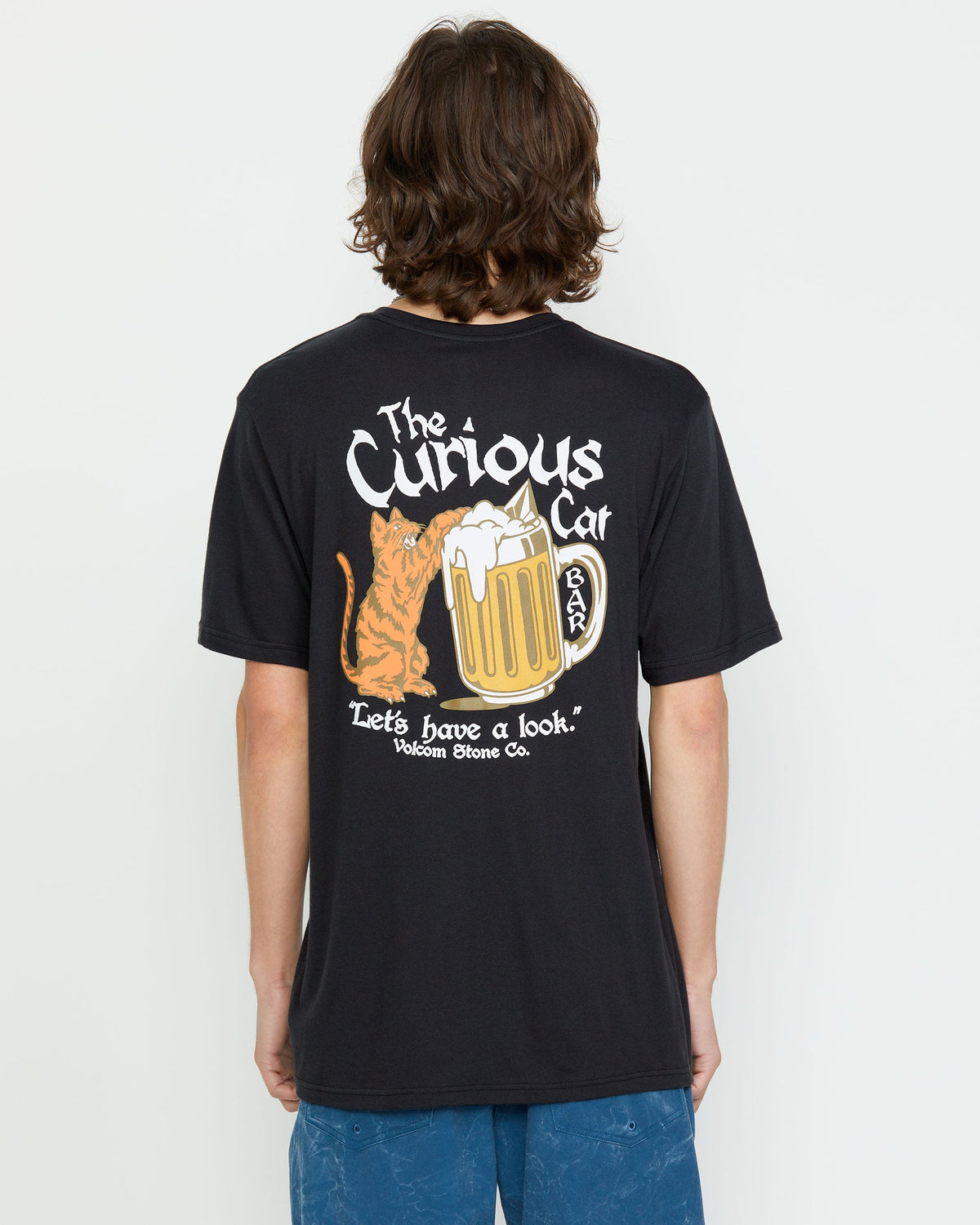 Men's Curious Cat Short Sleeve Tee Washed Black Heather - Volcom