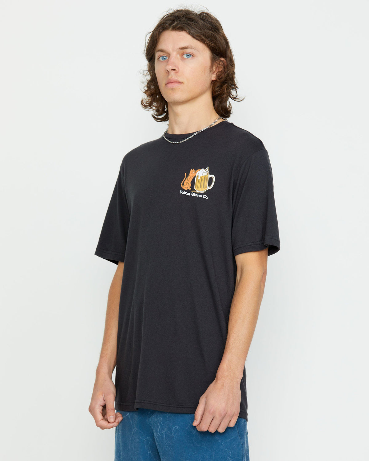 Men's Curious Cat Short Sleeve Tee Washed Black Heather - Volcom
