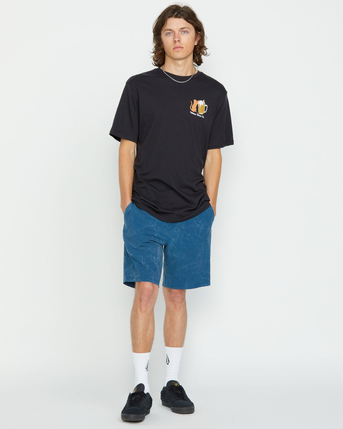 Men's Curious Cat Short Sleeve Tee Washed Black Heather - Volcom