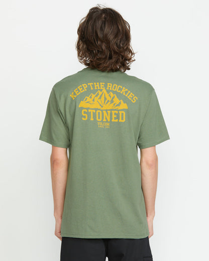 Men's Keep Rockies Stoned Short Sleeve Tee Light Olive - Volcom