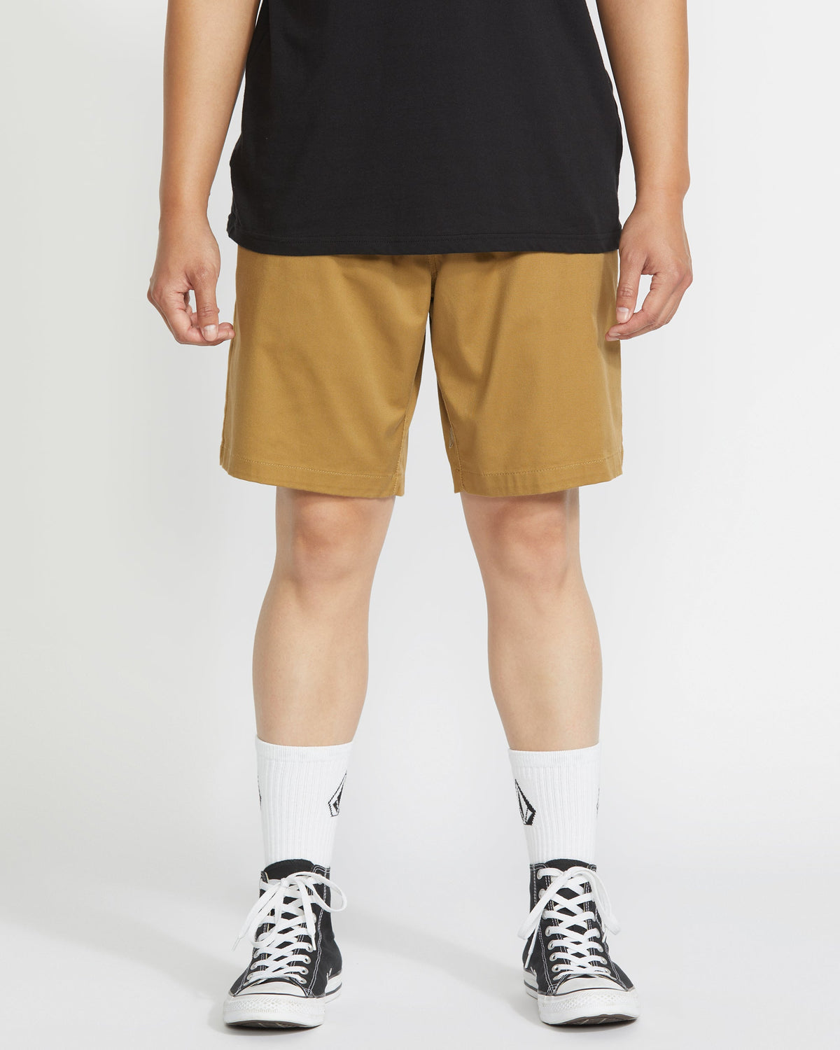 Men's Frickin Elastic Waist Shorts Dark Khaki - Volcom