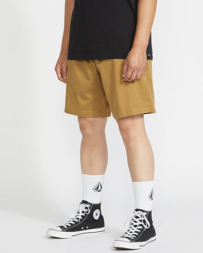 Men's Frickin Elastic Waist Shorts Dark Khaki - Volcom