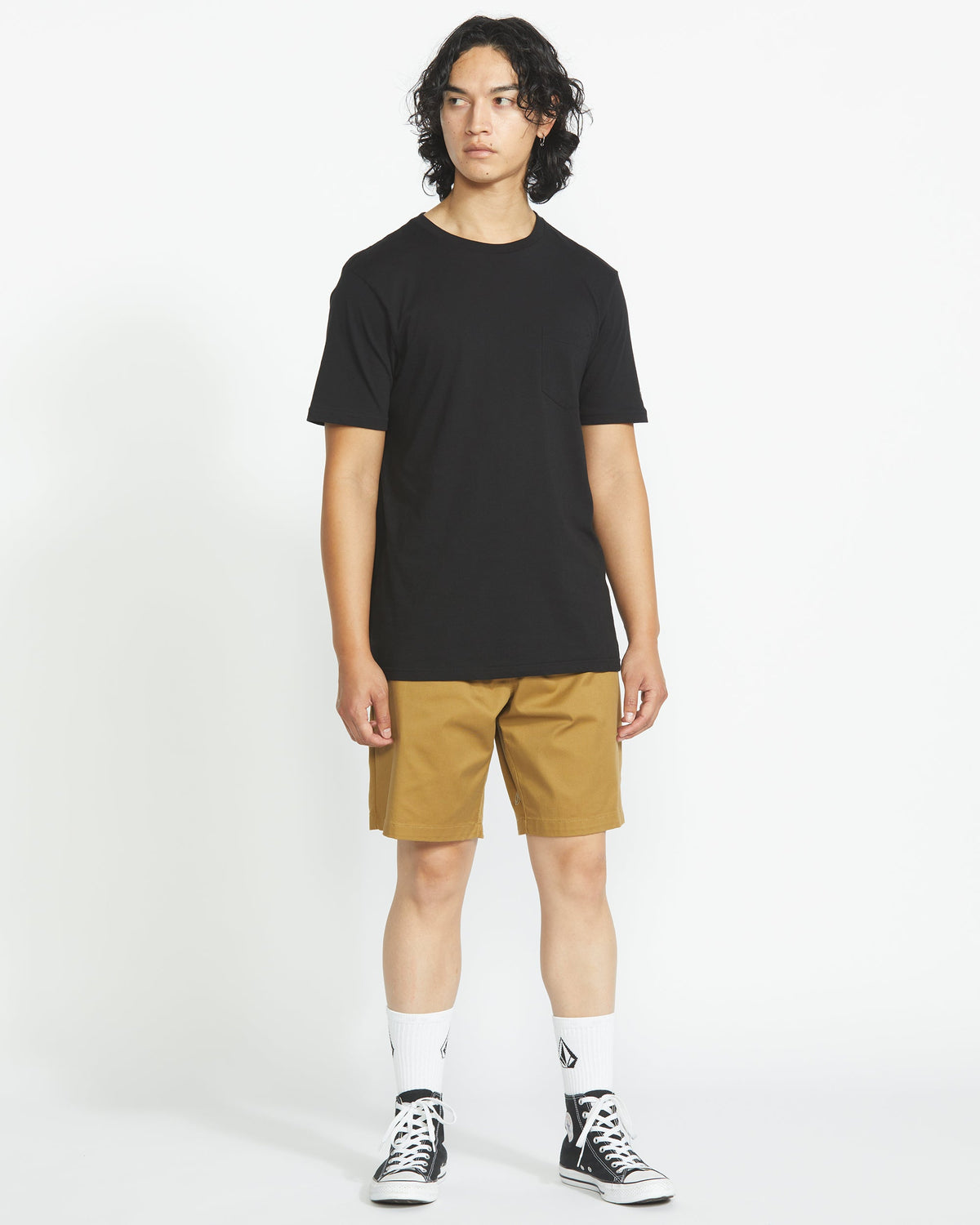 Men's Frickin Elastic Waist Shorts Dark Khaki - Volcom