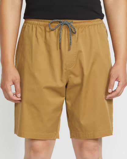 Men's Frickin Elastic Waist Shorts Dark Khaki - Volcom