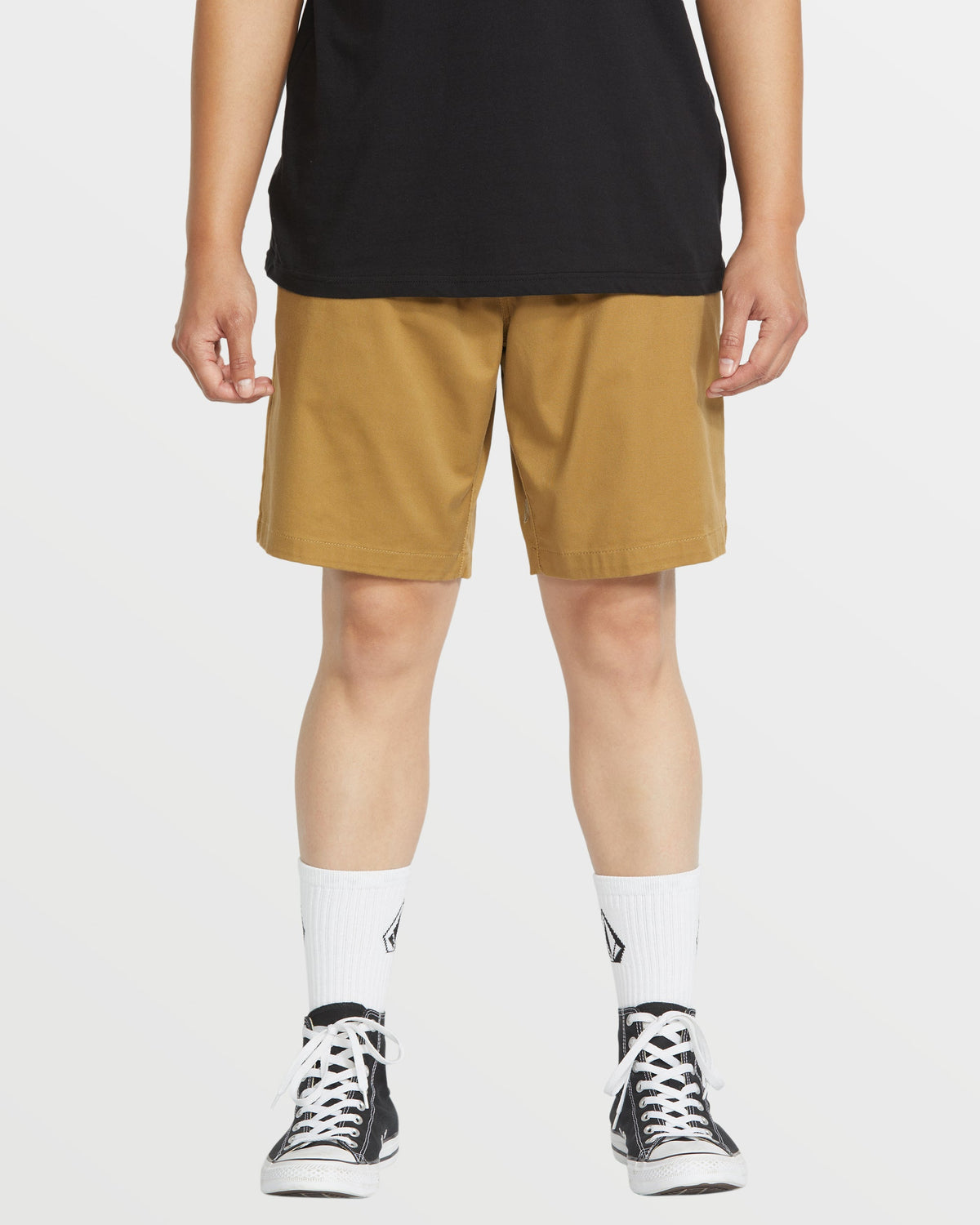 Men's Frickin Elastic Waist Shorts Dark Khaki - Volcom
