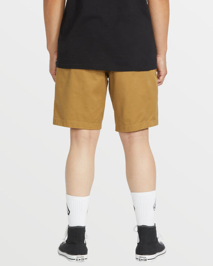Men's Frickin Elastic Waist Shorts Dark Khaki - Volcom