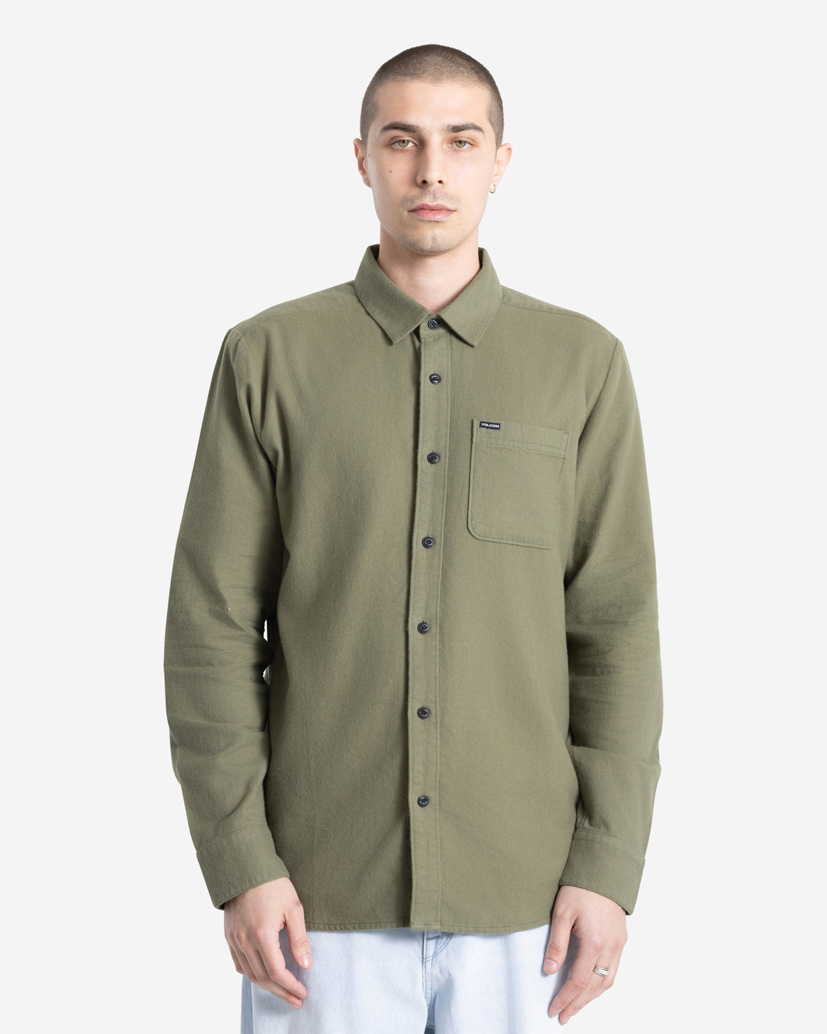 Men's Levelstone Long Sleeve Shirt Dark Olive - Volcom
