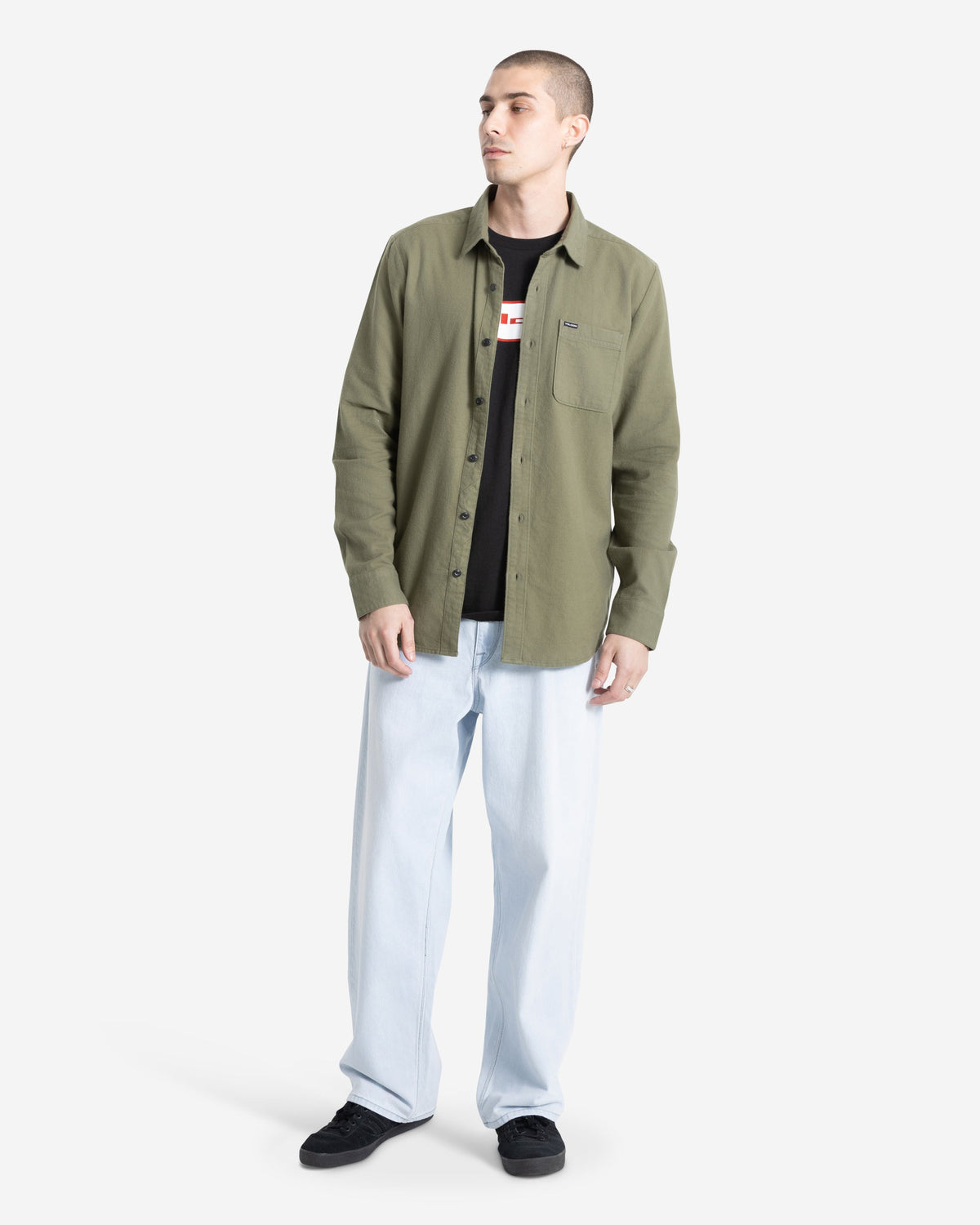 Men's Levelstone Long Sleeve Shirt Dark Olive - Volcom